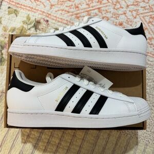 Men’s Adidas Superstar White and Black Sneakers - Size 9